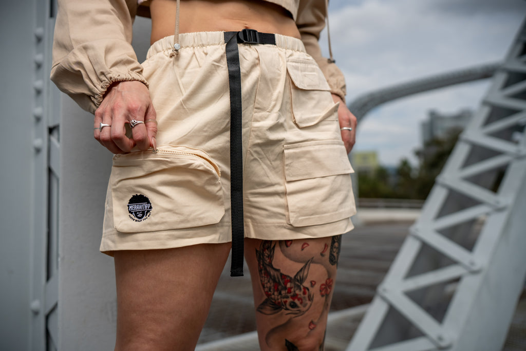 MerakiTay Cream Cargo Shorts