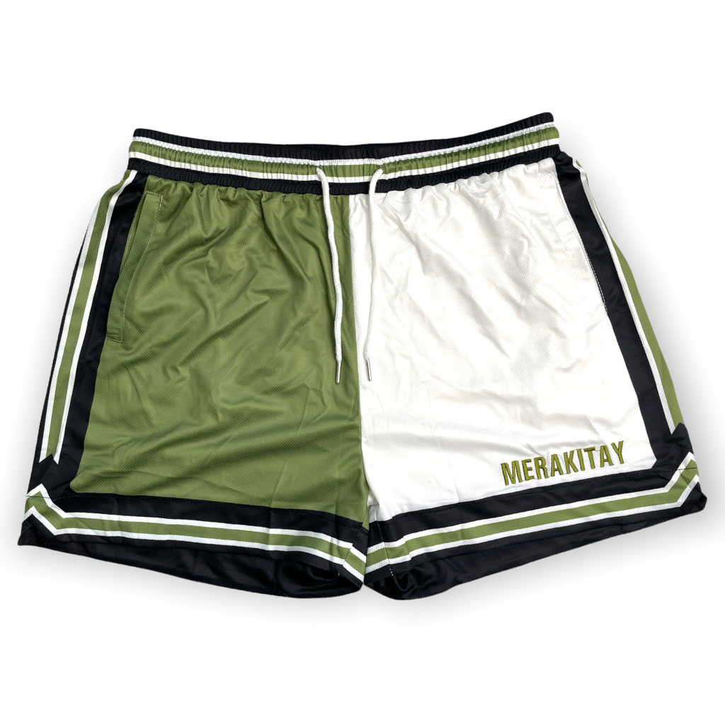 MerakiTay Retro Split Olive Green Shorts